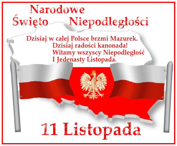 Błyszcząca kartka na 11 listopada